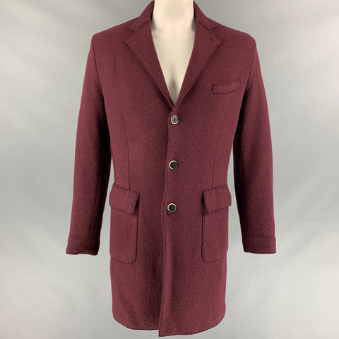 BARENA Taille 42 Manteau boutonné en laine texturée / polyamide bordeaux