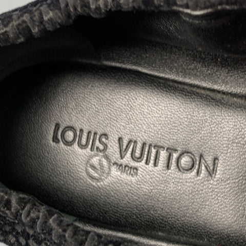 LOUIS VUITTON Talla 7 Bailarinas a cuadros de terciopelo negro