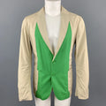 BOTTEGA VENETA Size 42 Khaki & Green Color Block Light Weight Cotton Sport Coat BOTTEGA VENETA