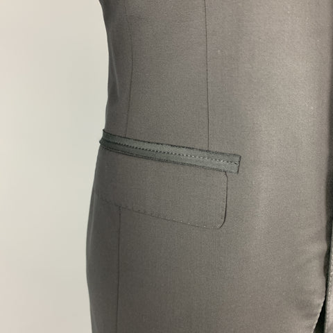 LANVIN Size 38 Black Satin Notch Lapel Two Piece Tuxedo
