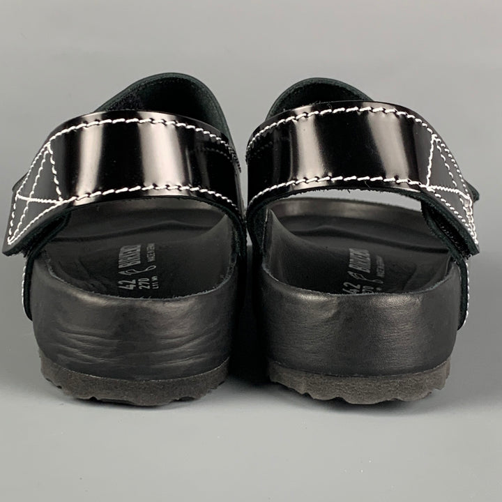 PROENZA SCHOULER x BIRKENSTOCK Size 9 Black White Contrast Stitch Leather Belted Sandals