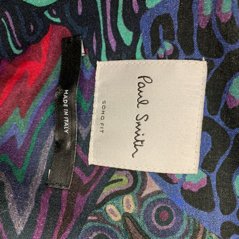 PAUL SMITH Soho Fit Size M Multi-Color Print Viscose Blend Shirt