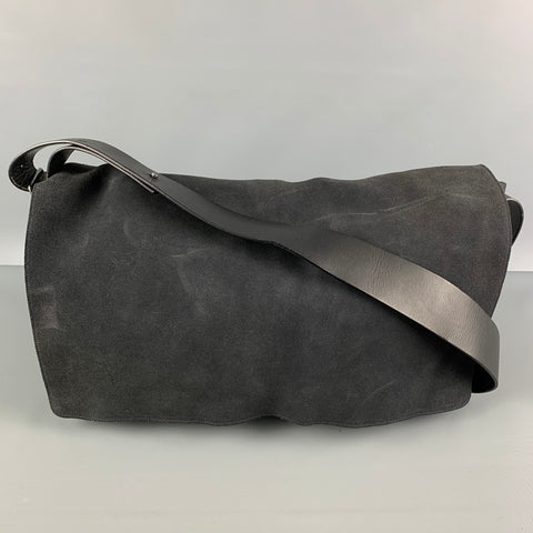 CALVIN KLEIN Sac messager en cuir suédé charbon de bois