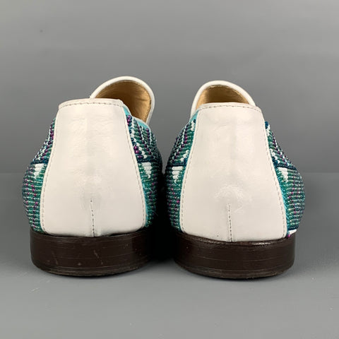 DONALD J PLINER Size 9 Turquoise Purple Beaded Leather Slip On Loafers