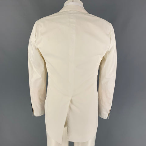 LANVIN Size 38 White Cotton Notch Lapel Sport Coat