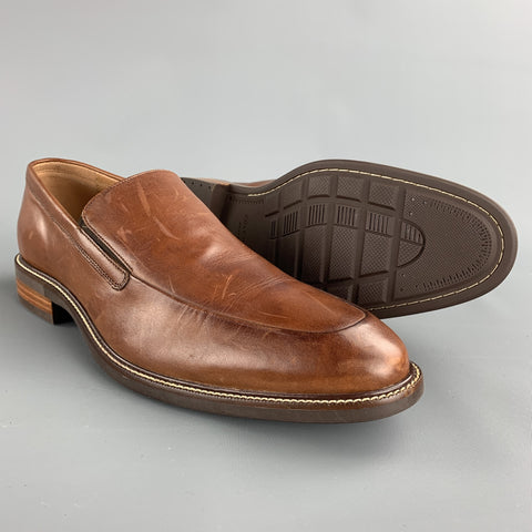 COLE HAAN Size 9.5 Tan Solid Leather Slip On Loafers
