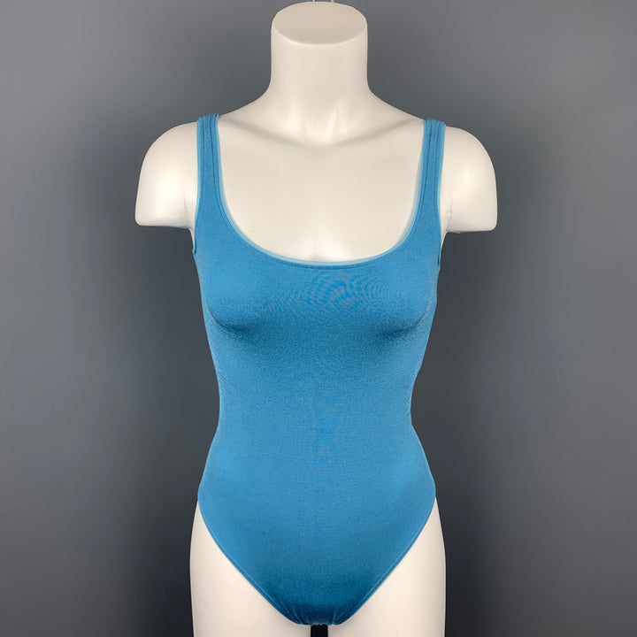 WOLFORD Size S Blue Cotton / Nylon Jersey Shell Bodysuit