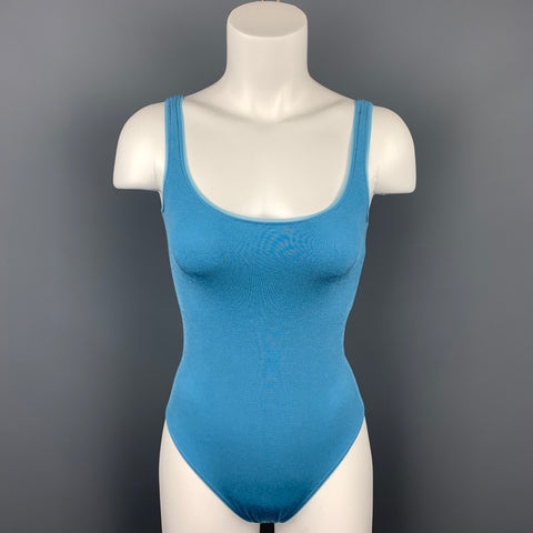 WOLFORD Taille S Body Coquille Jersey Coton/Nylon Bleu