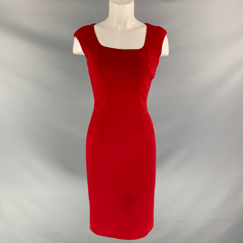 DOLCE & GABBANA Size 6 Red Viscose Blend Solid Sleeveless Mid-Calf Dress
