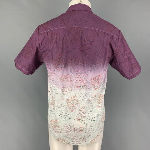 JONATHAN COHEN Size M Purple Graphic Silk Short Sleeve Shirt