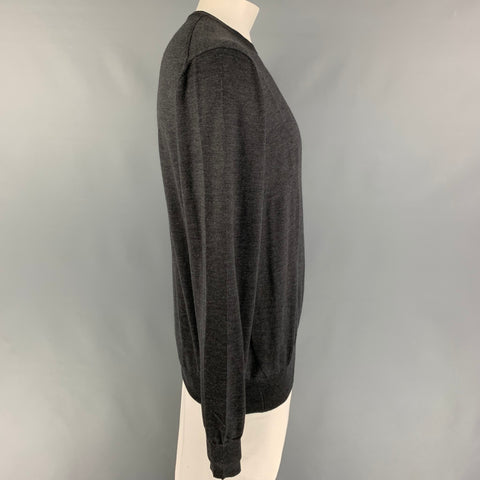 PIATTELLI Size XL Gray Wool Crew-Neck Pullover