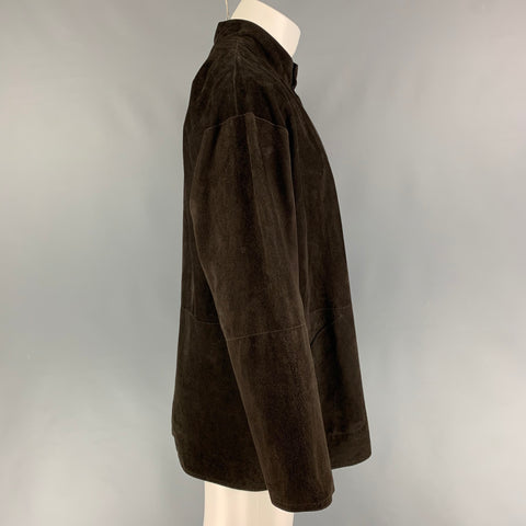 GIORGIO ARMANI Size 40 Brown Suede Snaps Jacket
