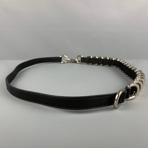 LINDER Size One Size Black Silver Grommets Leather Belt