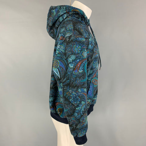 ETRO Size S Multi-Color Paisley Cotton Hooded Sweatshirt