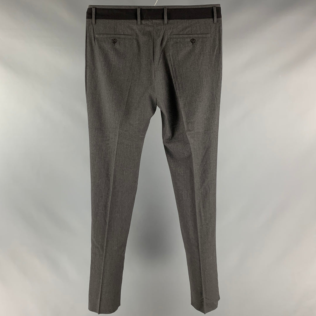 VIKTOR & ROLF Size 38 Grey Black Solid Wool Zip Fly Dress Pants