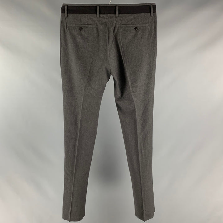 VIKTOR & ROLF Size 38 Grey Black Solid Wool Zip Fly Dress Pants