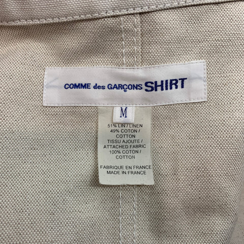 COMME des GARCONS SHIRT Size M Off White & Olive Linen / Cotton Notch Lapel Sport Coat