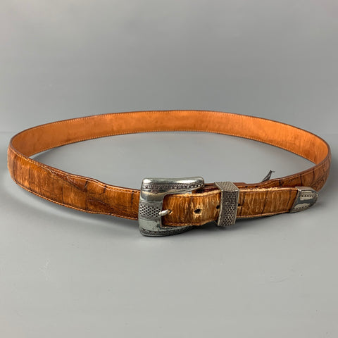 BRIGHTON Size 38 Tan Embossed Leather Belt