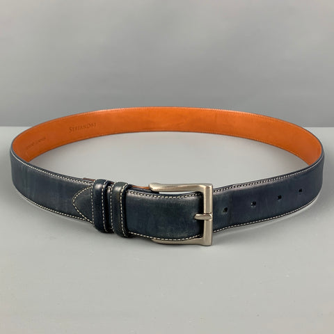 STEFANOBI Size 38 Navy Leather Belt