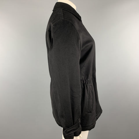 LORO PIANA Size 12 Black Cashmere STORM SYSTEM Drawstring Jacket