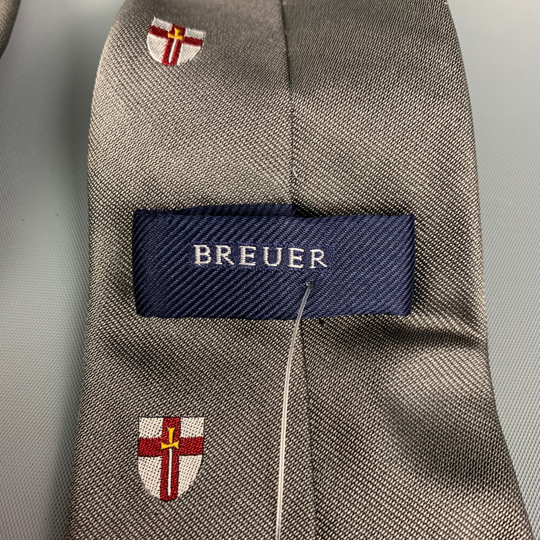 Corbata de seda BREUER cruces rojas plateadas