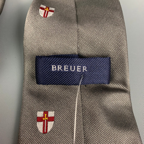 BREUER Silver Red Crosses Silk Tie