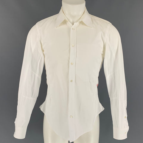 JOHN GALLIANO SS 07 Size XS White Dr Feel Good Graphic Cotton Long Sleeve Shirt