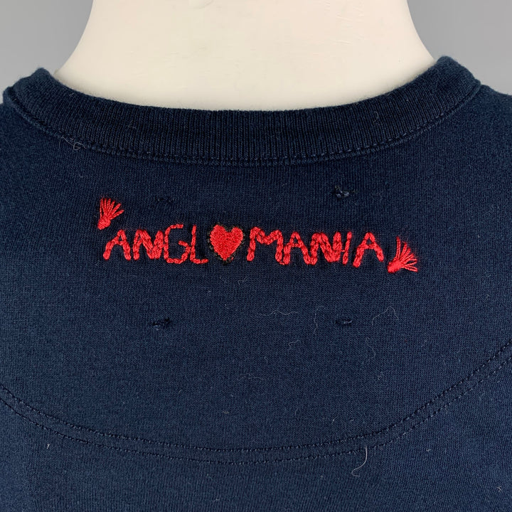 VIVIENNE WESTWOOD ANGLOMANIA Size S Navy & White Stripe Cotton Embroidered T-Shirt