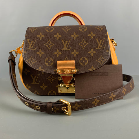 LOUIS VUITTON Brown Beige Monogram Leather Cross Body Handbag