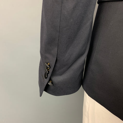 DSQUARED2 Size 42 Black Applique Cotton Peak Lapel Sport Coat