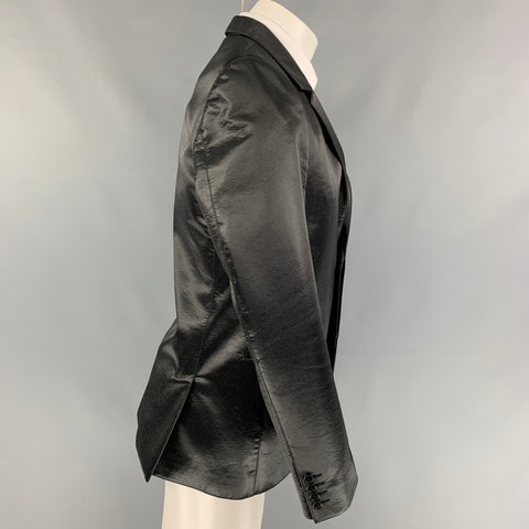 CALVIN KLEIN COLLECTION Size 36 Regular Black Textured Wool Sport Coat