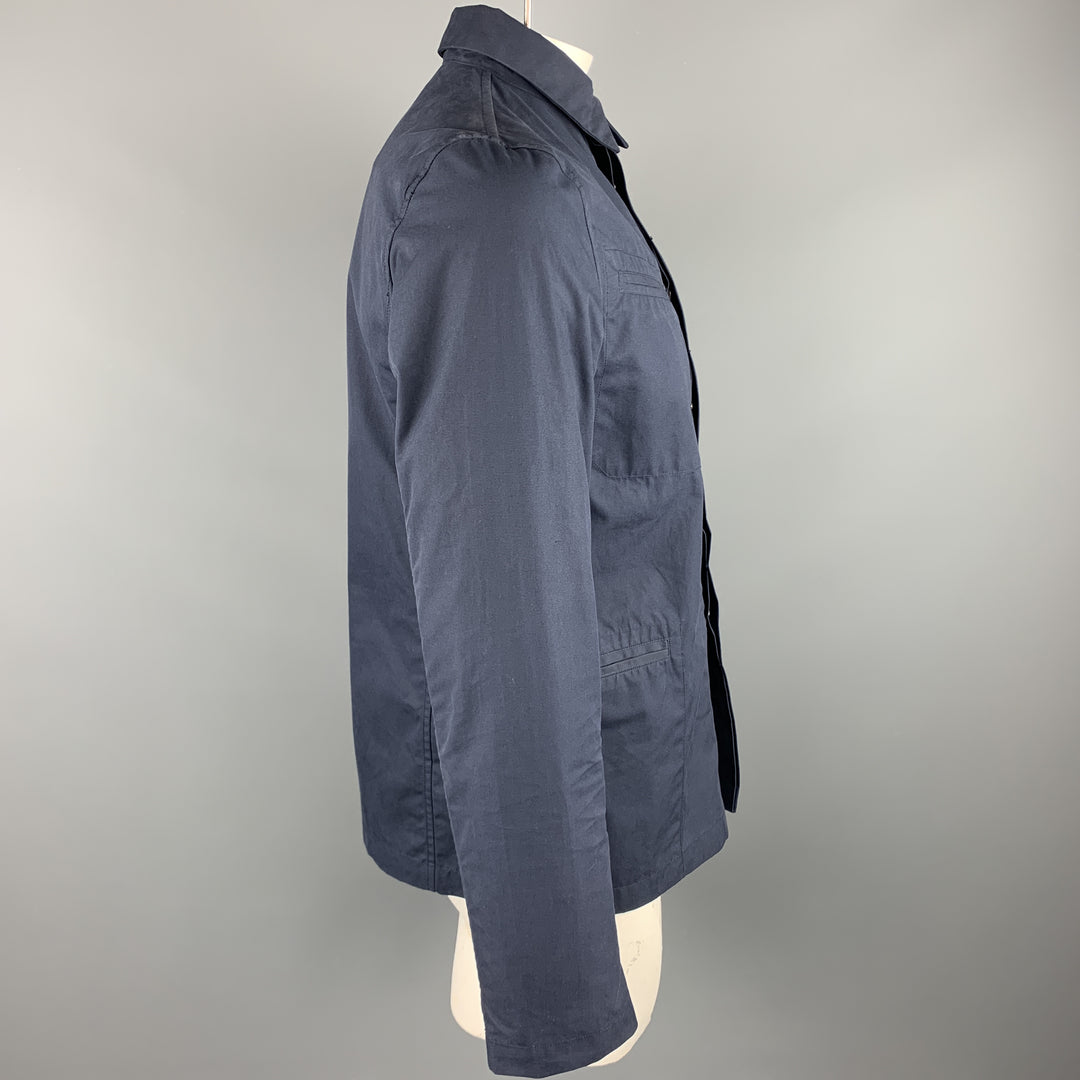 THE LOST EXPLORER Size L Navy Cotton Hidden Buttons Jacket