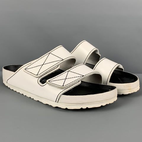 BIRKENSTOCK x PROENZA SCHOULER Size 9 White Contrast Stitch Leather Velcro Closure Sandals