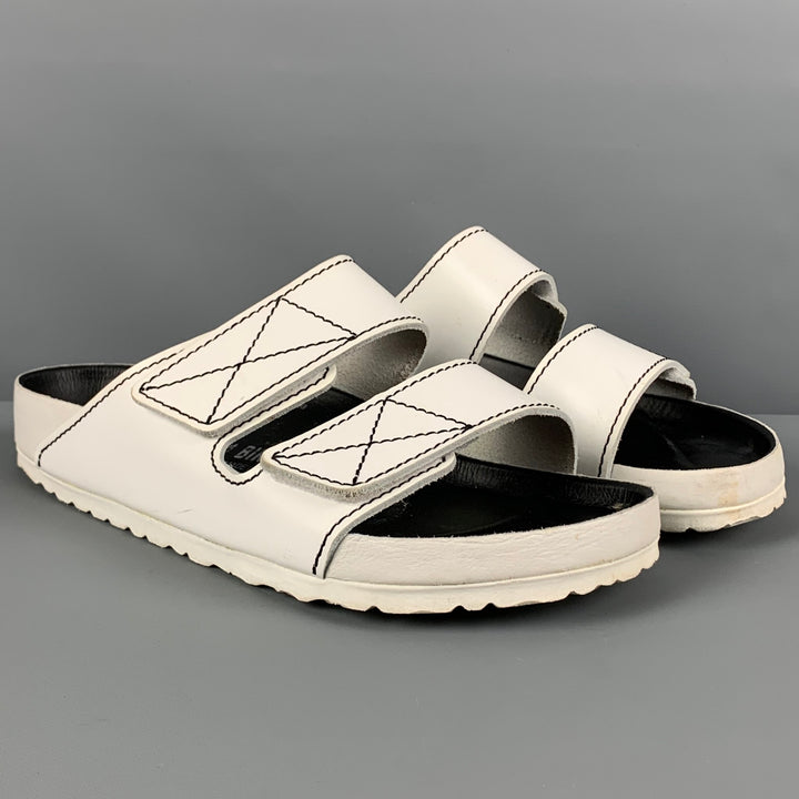 BIRKENSTOCK x PROENZA SCHOULER Size 9 White Contrast Stitch Leather Velcro Closure Sandals