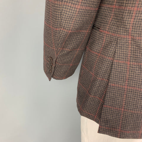 ERMENEGILDO ZEGNA Size 42 Regular Brown Red Plaid Sport Coat