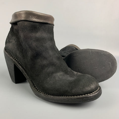 GUIDI Size 8 Black Suede Leather Ankle Boots