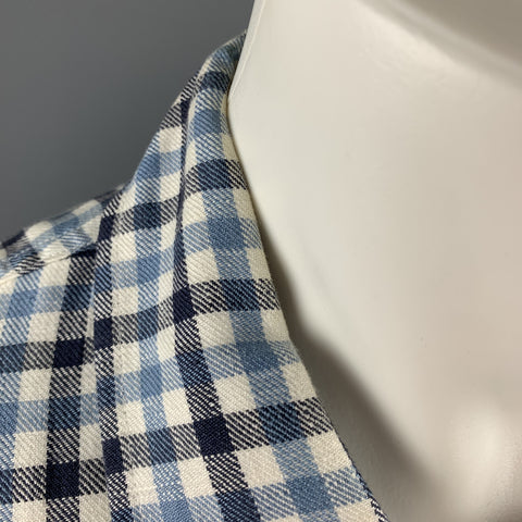 OUR LEGACY Size 40 White & Blue Checkered Plaid Cotton Oversized Shirt