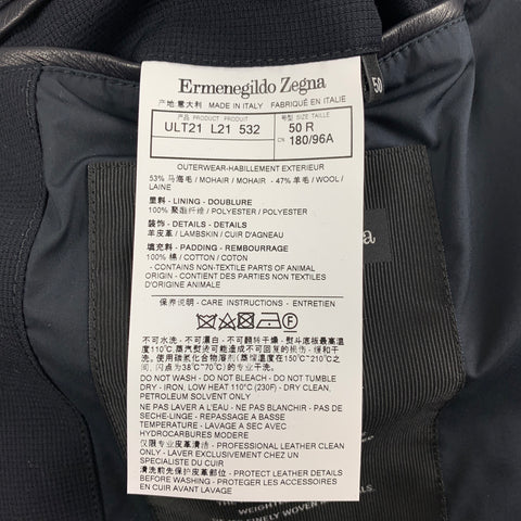ERMENEGILDO ZEGNA Size 40 Navy Mohair Wool Zip Up Vest
