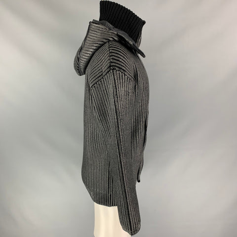 BURBERRY PRORSUM Size L Grey Silver Ribbed Zip Jacket