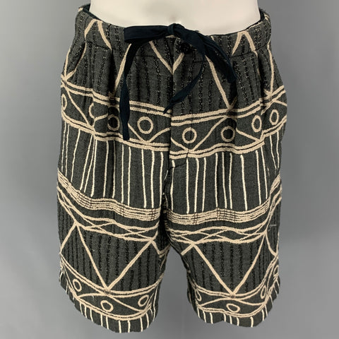 MONITALY Size S Grey Beige Abstract Pleated Shorts
