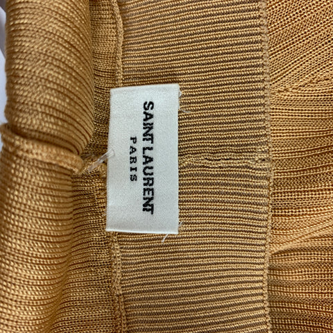 SAINT LAURENT Pantalón corto ciclista de canalé de viscosa beige Talla S