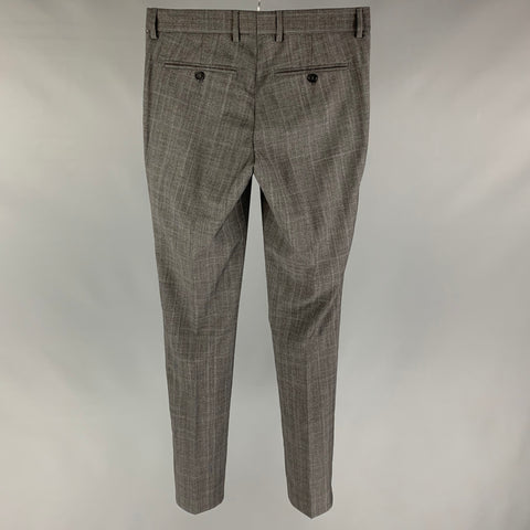 THE KOOPLES Size 30 Grey Plaid Wool Zip Fly Dress Pants