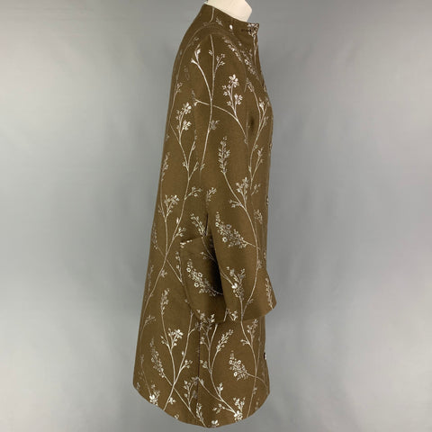 SUNO Size 0 Olive Silver Not Listed Embroidered Collarless Coat