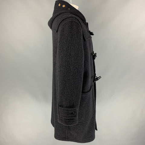 MARC JACOBS x GLOVERALL Size XL Black Wool Toggle Closure Duffle Coat