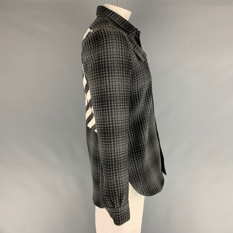 OFF-WHITE Size XS Grey Black & White Checkered Wool Blend Long Sleeve Shirt
