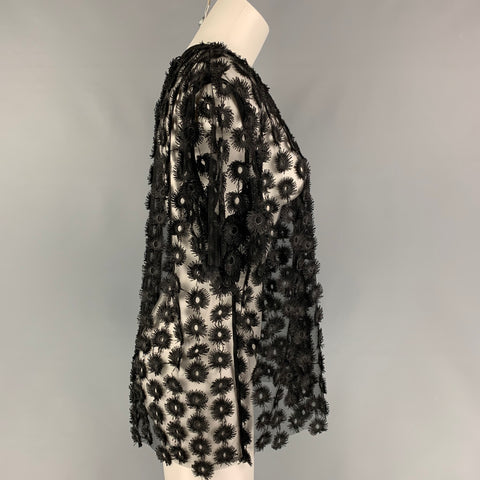CARVEN Top de vestir con cuello redondo y encaje negro talla M