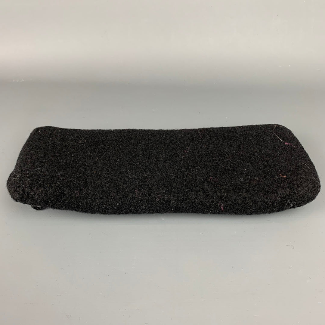 SARAH OLIVER Black Knitted Wool Clutch Handbag