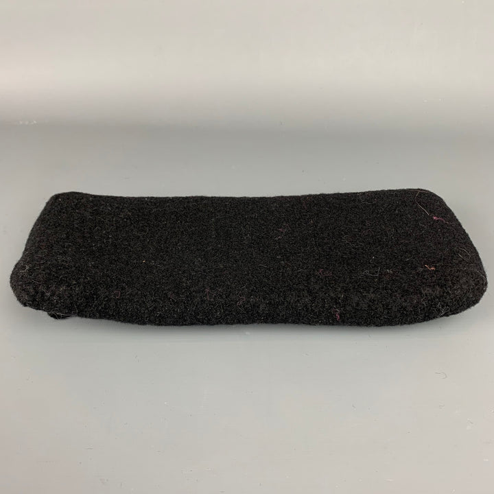 SARAH OLIVER Black Knitted Wool Clutch Handbag