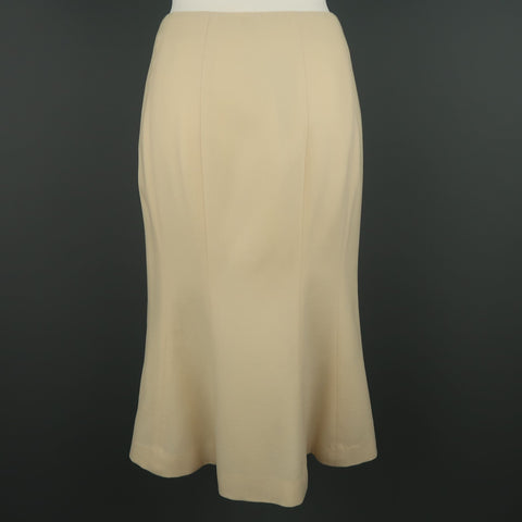 RALPH LAUREN Size 8 Cream Wool / Cashmere Fishtail Pencil Skirt