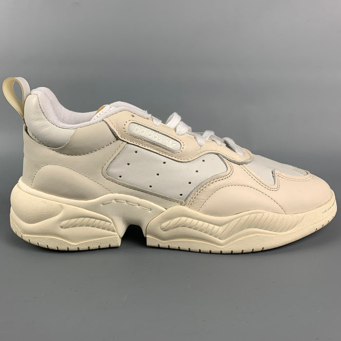 ADIDAS Size 10 White Cream Textured Leather Perforated Supercourt RX Sneakers